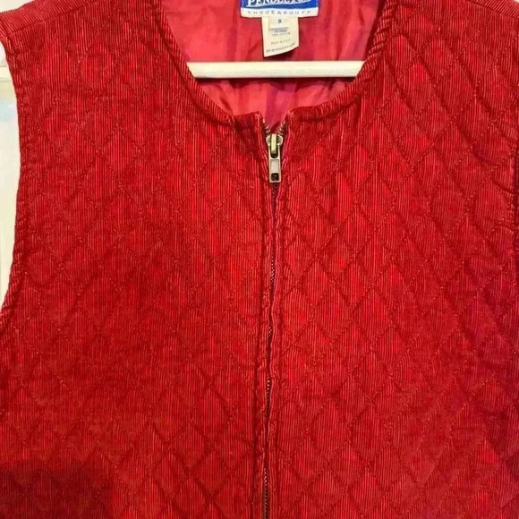 Pendleton womens 8 red/maroon corduroy Quilted Vest vintage full zip pockets - Picture 6 of 10